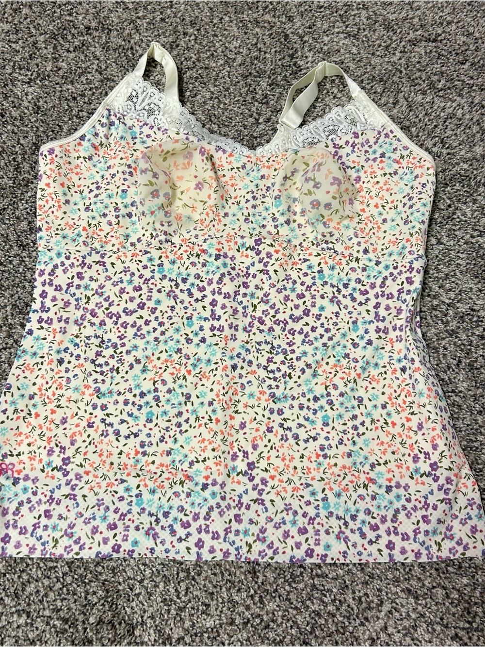 Ruby Ribbon Floral Heritage Lace Cami Tank Convertible Adjustable Size 40 1800